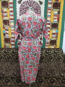 Peignoir Kimono Boho de luxe unisexe imprimé floral indien 100% coton pour l'été et le printemps - Product Image 4