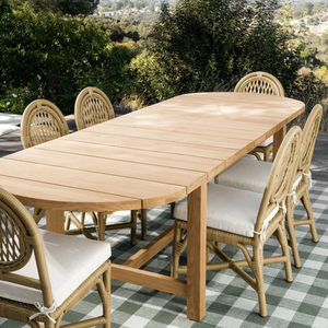 Mesa de comedor ovalada de teca maciza de diseño moderno y elegante con tapa de listones para el hogar, Hotel, Villa, parque, muebles de comedor - Product Image 4