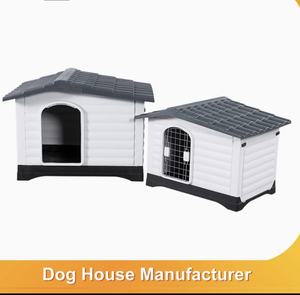 Jaula portátil elevada de plástico para mascotas, con doble puerta, duradera, impermeable, para exteriores, mueble para mascotas. - Product Image 4