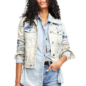 Fashion Wear High Quality <b>Light</b> Blue Washed Denim Coat Custom <b>Women</b> <b>Jacket</b> / Canvas <b>Jacket</b> - Product Image 1