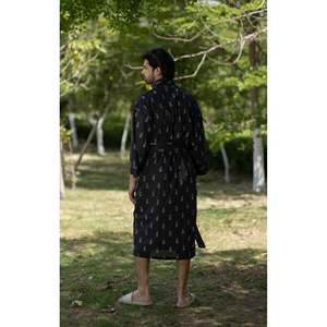 Pure Cotton Boho Men's XL Kimono <b>Robe</b> Geometric Luxury Unisex Bathrobe Relax Fit <b>Beach</b> Dressing Gown Summer Loungewear Soft - Product Image 6
