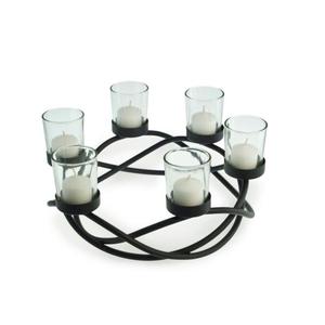New Handmade Premium Quality <b>Metal</b> <b>Candle</b> <b>Holder</b> <b>Black</b> Powder Coated Finished 6 Glass Insert Stand <b>Candle</b> <b>Holder</b> - Product Image 1