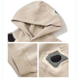 Écusson avec logo personnalisé sweats à capuche pour hommes lourds pulls molletonnés sweat à capuche brodé en coton à épaules tombantes sweats à capuche grande taille - Product Image 4