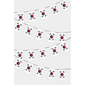 Guirlande de drapeaux rectangulaires pour la Corée du Sud avec graphismes imprimés numériquement - Product Image 1