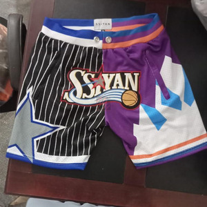 Pantalones Cortos de Baloncesto Unisex para Hombre, de Malla Gruesa, Poliéster Sublimado, Estampado y Bordado, Casuales, Sólidos, de Secado Rápido, para Deporte de Verano - Product Image 4