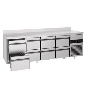 Réfrigérateur de comptoir commercial PREMIUM - 2330x700mm - avec 8 tiroirs - avec rebord - capacité 632 litres - Product Image 3