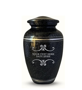 Urna Funeraria Personalizada para Cenizas de Adultos, Hombres y Mujeres, Urna de Aluminio con Nombre, Fecha y Diseño, Negra con Borde Plateado, Tamaño Personalizado - Product Image 4