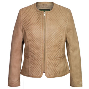 Blush Latoya Chaqueta de cuero para mujer, chaquetas de cuero con estilo para mujer, chaqueta de motorista de Nappa negra con pespuntes - Product Image 1