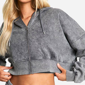 Survêtement délavé à l'acide avec logo de marque personnalisé pour femmes 65% coton 35% polyester surdimensionné coupe décontractée survêtement pour femmes - Product Image 5