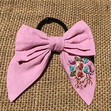 Scrunchie de lino al por mayor con lazo para el pelo de lino y scrunchies de lino/algodón personalizados con tela de lino/algodón - Product Image 5