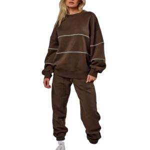 Nuevo Conjunto Deportivo de 2 Piezas Unisex de Felpa de Algodón Transpirable Personalizado, Sudadera y Pantalones Deportivos para Mujer, Casual, Otoño - Product Image 1