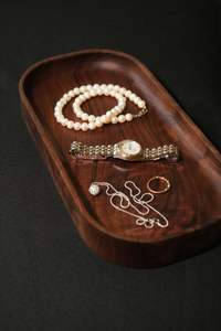 ASSISTANCE PAR MOT CLÉ UTILISATEUR PLATEAU DÉCORATIF ROND EN BOIS Plateau de service rond en bois Grand plateau rond en bois - Product Image 4