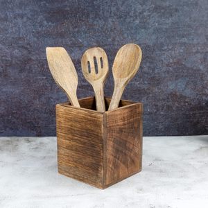 Mango Wood Burning Finished Kitchen <b>Utensil</b> <b>Holder</b> for Countertop <b>Utensil</b> <b>Holder</b> Container for Kitchen Cooking <b>Utensil</b> - Product Image 5