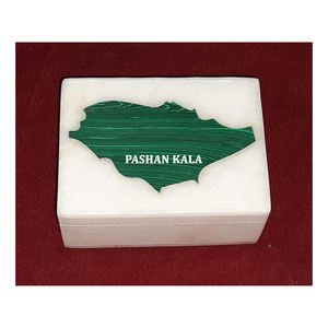 Caja de Joyería Hecha a Mano de Alta Calidad con Incrustaciones Blancas y Diseño de Mapa de Malaquita, la Más Exclusiva y Elegante para Decoración del Hogar - Product Image 1