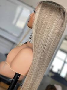 วิกผมคนบริสุทธิ์100% ด้านหน้าทรงหลวมมีผมตรงยาวสีดำแบบชาวยิวมีปี่ - Product Image 6