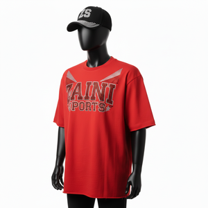 Men Boxy T <b>Shirt</b> Premium Cotton Single Jersey 220 GSM <b>Red</b> <b>Oversized</b> Fit Rhinestone Heat Transfer Custom Logo men's <b>shirts</b> - Product Image 3