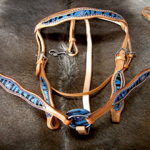 Juego de tachuelas de cuero duradero ecuestre occidental hecho a mano DD Color surtido Head Stall Breast Collar & Reins - Product Image 2