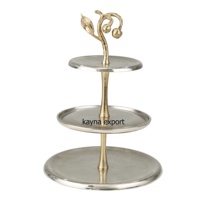SUPPORT EN MÉTAL POUR ARTISANAT FAIT MAIN AVEC PLATEAU À DESIGN DE FLEURS PLAQUÉ ARGENT POUR LA DÉCORATION DE MARIAGE ET DE FÊTE D'ANNIVERSAIRE