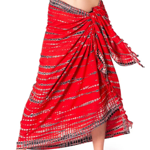 Wholesale Boho Animal Print Cotton Beachwear Summer Beach <b>Bikini</b> Cover-up Wrap <b>Sarong</b> Towel Ruffled Neckline Tassels Mandala 1 - Product Image 1