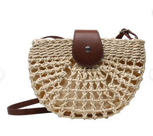 Bolso de Hombro de Paja Tejido a Mano para Mujer, Estilo Moderno, Bolso de Playa de Macramé y Ganchillo - Product Image 1