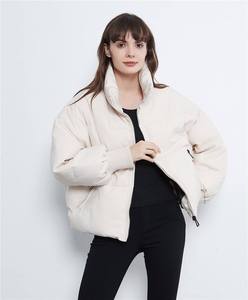 Blouson bomber matelassé tendance pour femmes grandes tailles, couleur unie, 100% polyester, fermeture éclair, col montant, personnalisable pour - Product Image 5