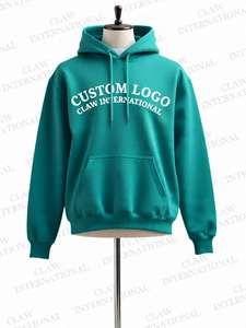 Pull-over thermique d'hiver décontracté pour hommes, tissu en polaire de coton et polyester uni, bouffée d'épaule ample imprimée de logo personnalisé, vente en gros - Product Image 4