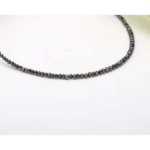 Black <b>Diamond</b> Faceted Rondelle Bead Sterling Silver Ball-Shape Necklace - Product Image 4