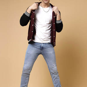 Tenue d'hiver chaude et tendance Veste Letterman à motif brodé Vente en ligne Veste universitaire universitaire de haute qualité pour hommes - Product Image 4