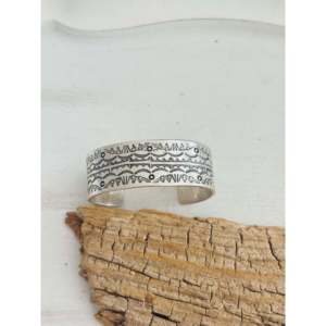 Navajo Handmade Stamped Sterling <b>Silver</b> <b>Cuff</b> <b>Bracelet</b> Cultural Collectible Jewelry - Product Image 1