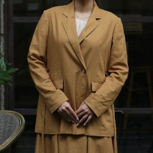 Elegante chaqueta de ramio tejido crudo para mujer con forro de algodón Ecológico Detalle de corbata Cierre de botón Diseño de doble botonadura atemporal - Product Image 5