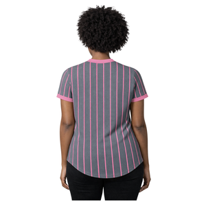 เสื้อเบสบอลสตรี สีเทาเหล็ก สไตล์ Sorority ของกรีก สีชมพูและเขียว สำหรับนักศึกษาหญิง  ลำลอง ทันสมัย - Product Image 2