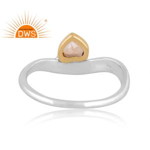 แหวนคลื่นพลอยซิทรินธรรมชาติทำจากเงินแท้ปรับแต่งได้ - Product Image 3