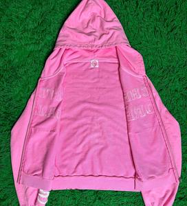 Sweat-shirt à capuche pour hommes avec patchs personnalisés lourds brodés délavés à l'acide Vintage - Product Image 4