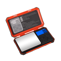 Dr.Heng NOUVELLE Balance de poche numérique rouge pour bijoux 100g-500g 0.01g en ABS et acier inoxydable, rechargeable par USB, avec couvercle, mesure jusqu'à 1kg