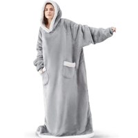 Hiver Plaid Long Flanelle Couverture Fleece Robe Hooded Overall Blanket Sweaters Oversized Unisex Pullover Faux Cashmere Puffy Coat