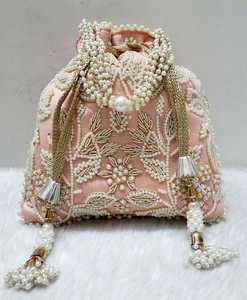 À la mode pour perles de soie brute embellies Mini sacs Potli pour femmes doublure en Satin cadeaux de fête de mariage cordon de haute qualité - Product Image 4