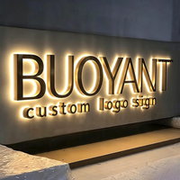 Enseignes lumineuses LED 3D personnalisées en or avec logo, lettres en relief pour extérieur, enseignes de devanture de magasin, signalétique d'entreprise rétroéclairée