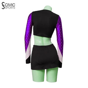 Conjunto de ropa de baile de entrenamiento para niños, ropa de actuación de baile en escenario para niñas, uniformes de porristas juveniles escolares de competición al por mayor - Product Image 2