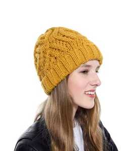 Gorros de Invierno para Mujer, Gorro de Lana con Forro Polar, Gorro Grueso de Punto Trenzado, Gorro de Nieve para Mujer, Diseño 100% Personalizado, Precio al por Mayor - Product Image 2