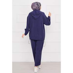 Ensemble 2 Pièces Décontracté à Capuche Bleu Marine - Product Image 3