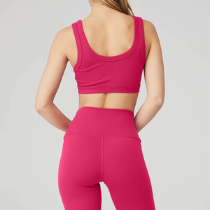 Conjunto Deportivo de 2 Piezas para Mujer, de Alta Calidad, con Cordón Ajustable, Transpirable, Top Deportivo Acanalado, Premium, de Cintura Alta, Levanta Glúteos - Product Image 3