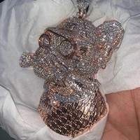 Colliers pendentifs en argent et or rose sertis de moissanite créée en laboratoire certifiée IGI, style hip-hop personnalisé pour hommes, bijoux raffinés pour les fêtes