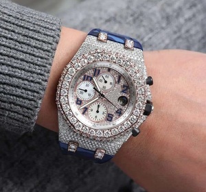 นาฬิกาหรู VVS Moissanite พร้อมสายรัดสีขาวสำหรับผู้ชายของขวัญราคาสมเหตุสมผลจากอินเดียนาฬิกาควอตซ์ฮิปฮอป - Product Image 2