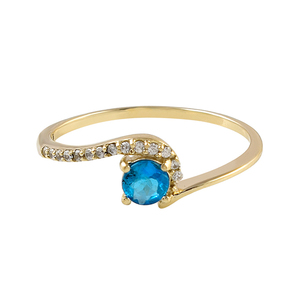 แหวนเพชรหลายเหลี่ยมประดับพลอยพลอยสีฟ้าสำหรับผู้หญิงแหวนเพชรสวิส14K & 18K ชุบทองและ925ชุบเงินสำหรับงานแต่งงาน - Product Image 2