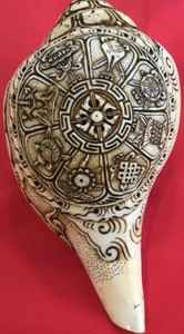 Asthamangal แกะสลักเปลือกหอยของตกแต่งทำมือด้านศาสนาและทางทะเลของประดับบ้านงาช้างขัดเงาแม่ของไข่มุก - Product Image 3