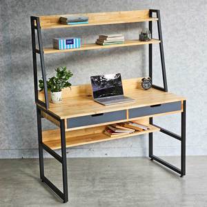 <b>Foldable</b> 120x60x150cm Study <b>Desk</b> with Bookshelf Rubber Wood and Metal for Hotels and <b>Offices</b>-FD68060 Computer and Laptop Table - Product Image 2