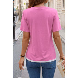 Blusa de Viscosa de Manga Corta y Cuello Redondo para Mujer, Corte Regular, Estilo Casual Básico para Uso Diario, Modelo 32560 - Product Image 4
