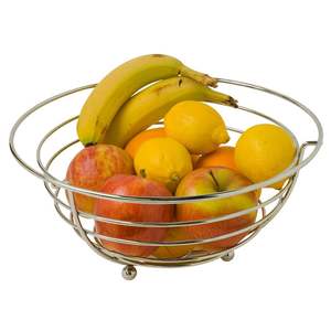 Corbeille à fruits moderne en fil métallique chromé, présentoir pour fruits, support de rangement pour la cuisine, grande capacité, organisateur de légumes creux - Product Image 1
