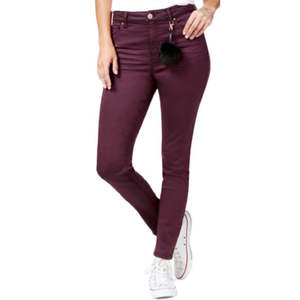 Jeans Skinny Viola Scuro a Vita Alta per Ragazzi Tinseltown, Pantaloni a Matita con Orlo Grezzo Colorato, Semplici, Traspiranti, Lavabili, in Denim, Taglia 7 - Product Image 1