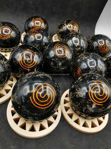 Esfera de piedra de orgón de turmalina negra tallada BOLA DE Reiki curativa de energía semipreciosa para decoración del hogar Feng Shui amor piedra preciosa - Product Image 5